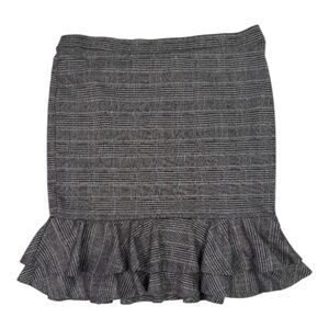 JM Sportswear Stretchy Ruffle Hem Glen Plaid Black & White Skirt – Size XL – NWT